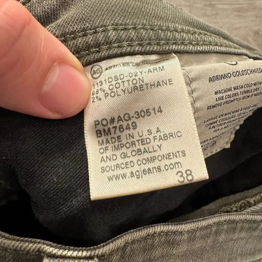 AG Adriano Goldschmied Jeans Mens 38 Gray Denim The Matchbox Slim Straight 38x29